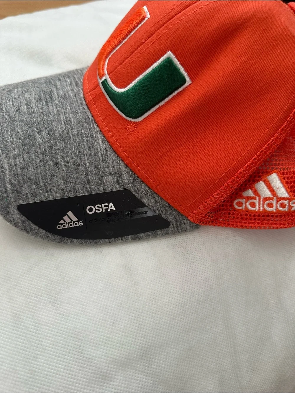 adidas Orange Gray C Logo Trucker Cap with Green Accent